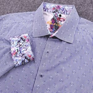 Robert Graham L/S Gingham Check Button Shirt Men's 3XL Blue White Flip Cuff